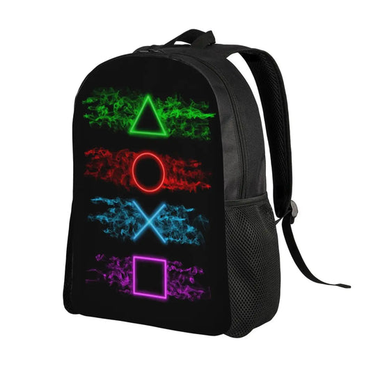 Mochila con botones de PlayStation para mujeres y hombres, impermeable, mochila escolar universitaria, regalo para gamers, mochila estampada