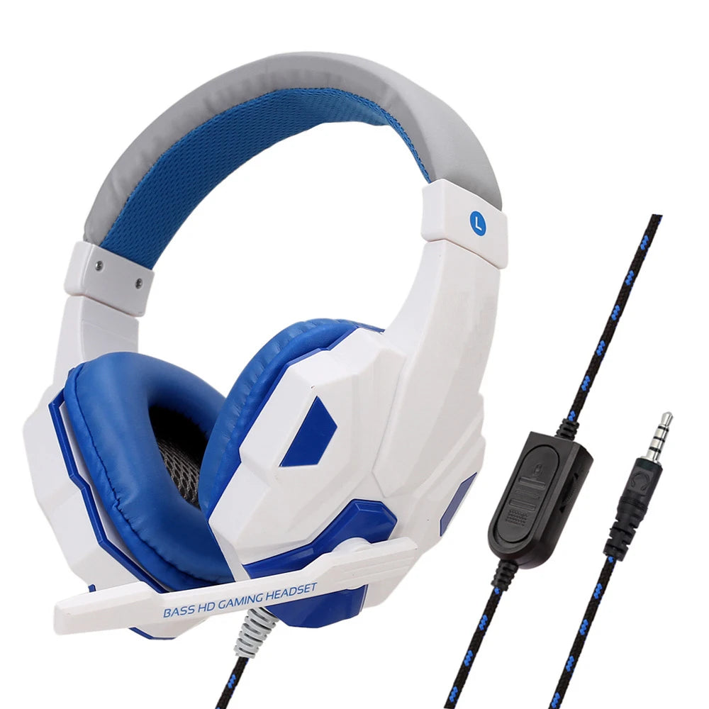 Auriculares para juegos con cable 3.5MM, headset estéreo de baja frecuencia para PC, teléfono, laptop, auriculares con micrófono para consolas
