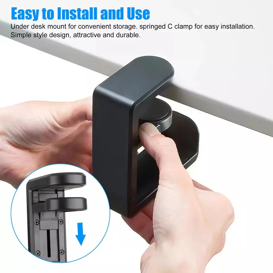 Soporte de auriculares giratorio universal de 360° para escritorio, soporte para auriculares de juego en PC, montura en la pared, colgador de escritorio para controlador de auriculares.