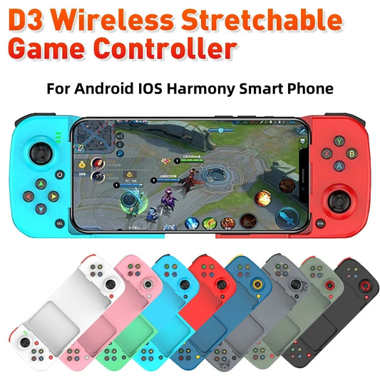 Controlador de juegos inalámbrico estirable D3 Bluetooth 5.0 para teléfono móvil, controlador de gamepad para Samsung, Huawei, Xiaomi, Android e IOS