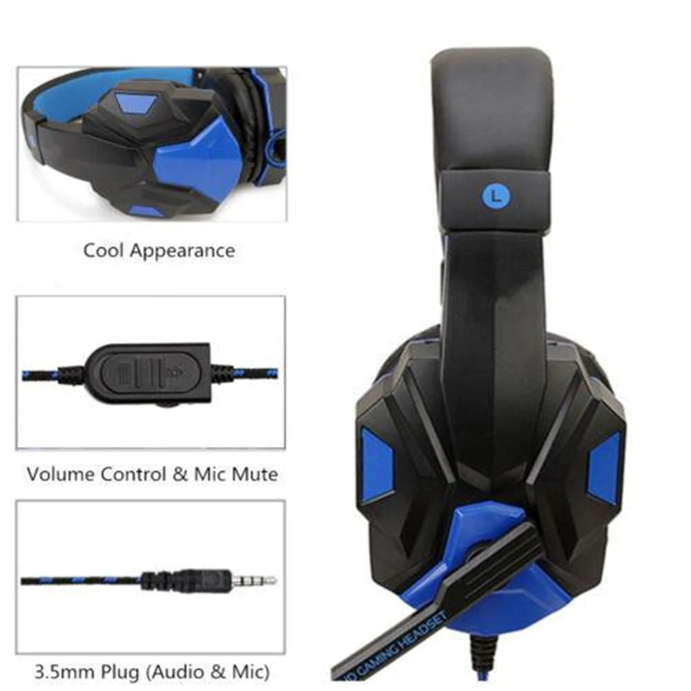 Auriculares para juegos con cable 3.5MM, headset estéreo de baja frecuencia para PC, teléfono, laptop, auriculares con micrófono para consolas