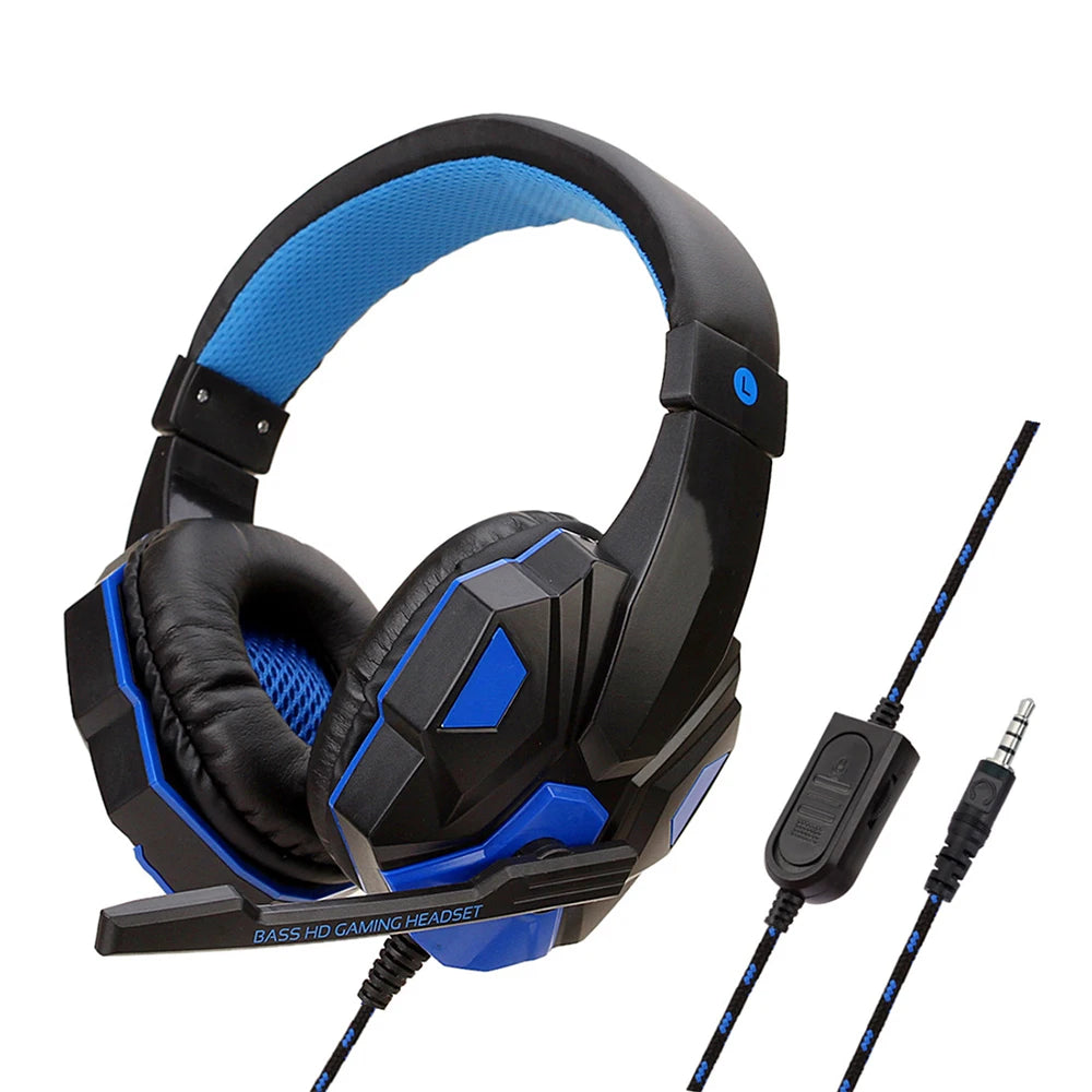 Auriculares para juegos con cable 3.5MM, headset estéreo de baja frecuencia para PC, teléfono, laptop, auriculares con micrófono para consolas