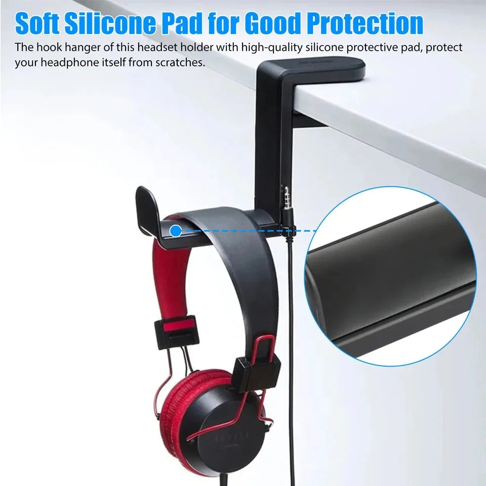 Soporte de auriculares giratorio universal de 360° para escritorio, soporte para auriculares de juego en PC, montura en la pared, colgador de escritorio para controlador de auriculares.