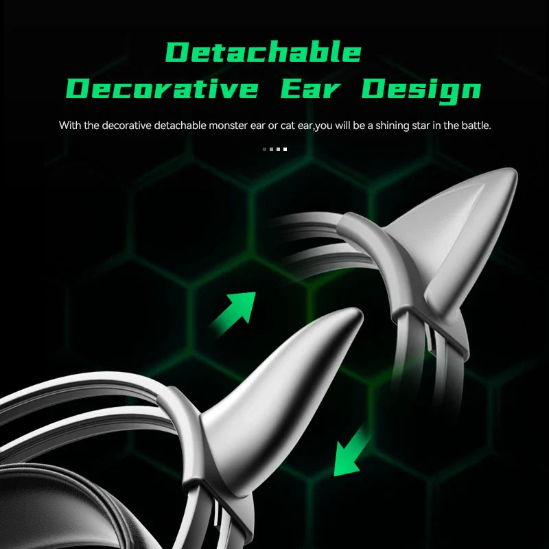 Audifonos gamer con orejas y diseño de ojo de águila con luz led  para PS4, PS5, Xbox y PC, con micrófono HD