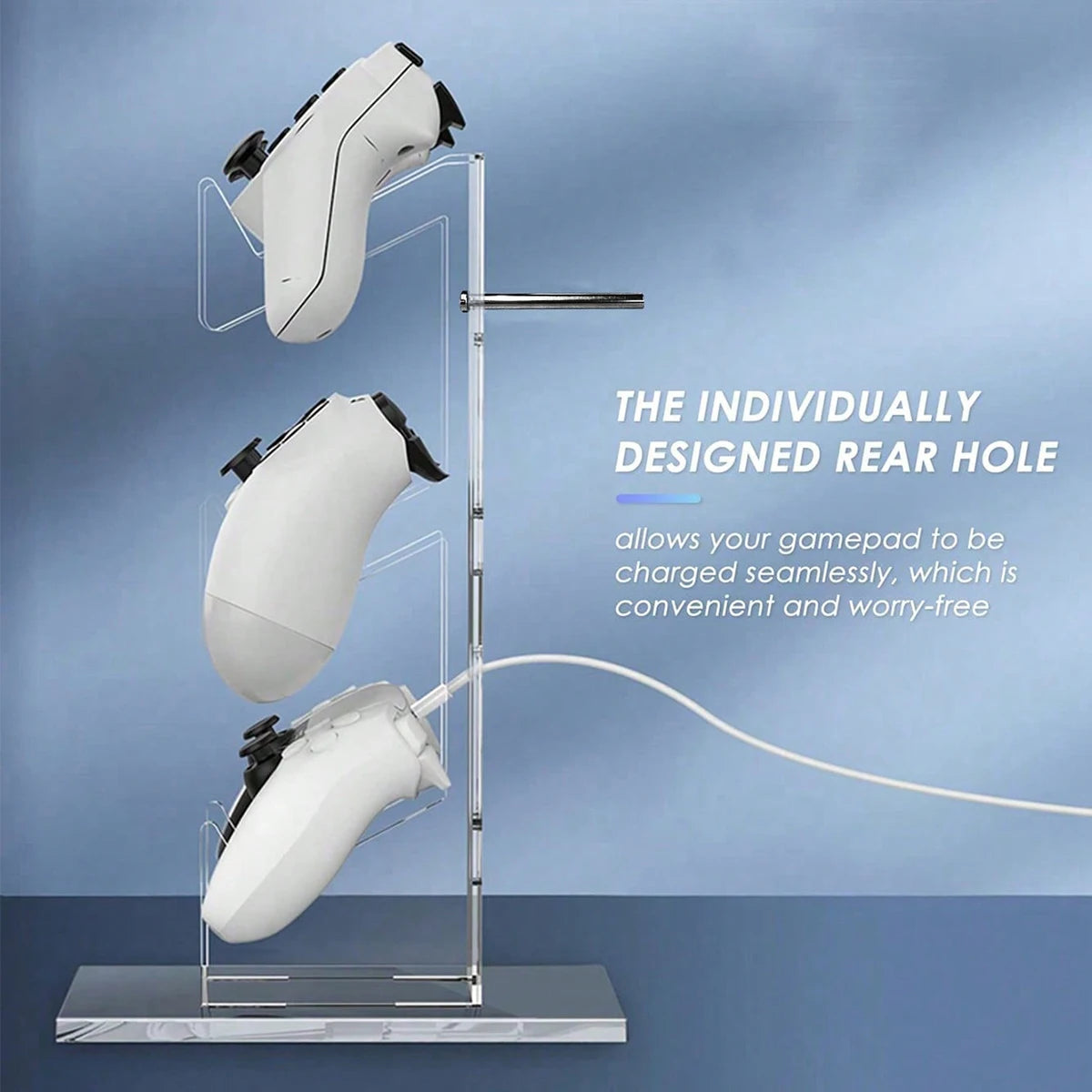 Soporte universal de controlador de 3 capas y soporte para auriculares, accesorios para consolas, soporte en color negro, blanco y transparente