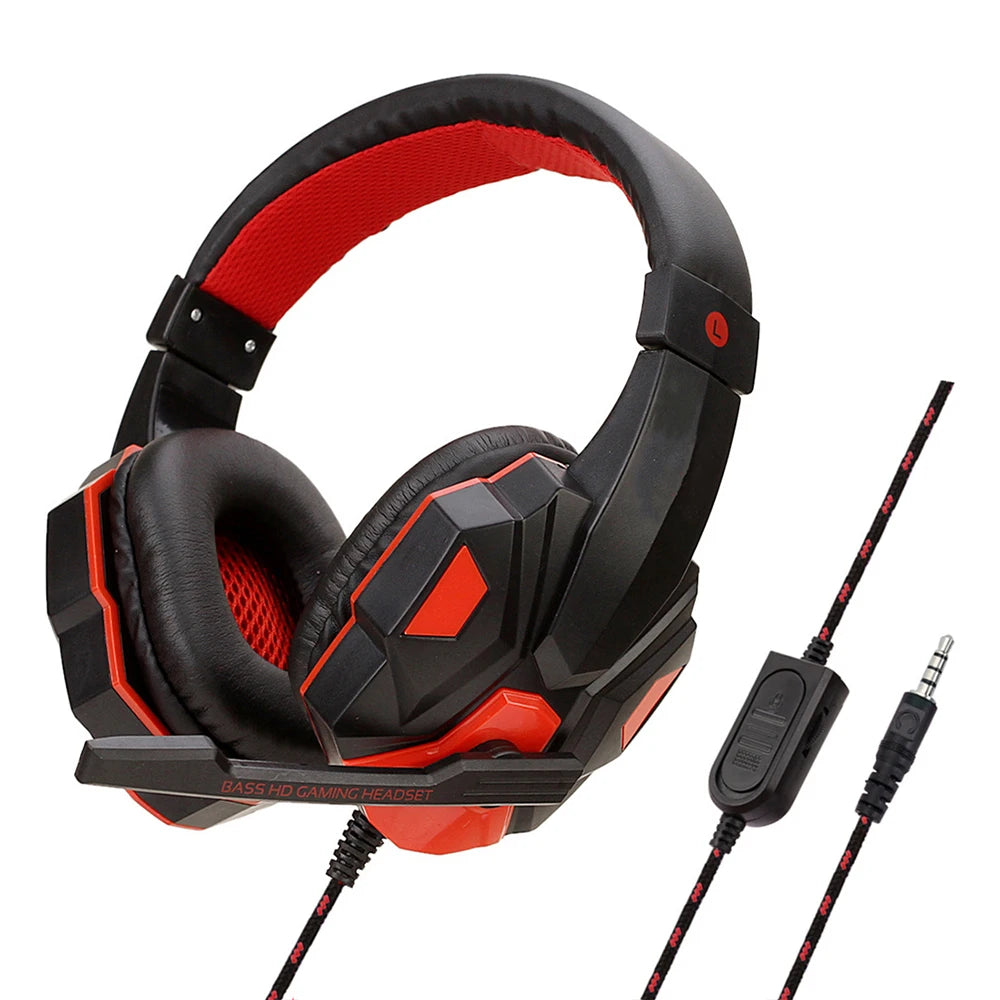 Auriculares para juegos con cable 3.5MM, headset estéreo de baja frecuencia para PC, teléfono, laptop, auriculares con micrófono para consolas