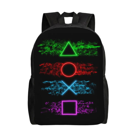 Mochila con botones de PlayStation para mujeres y hombres, impermeable, mochila escolar universitaria, regalo para gamers, mochila estampada