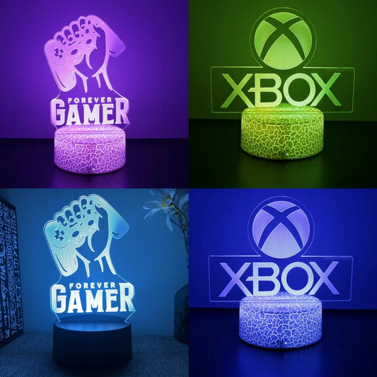 Lámpara LED 3D de Juego Luz Nocturna para la Habitación de Gaming XBOX, Iluminación de Mesa de Configuración para Jugadores, Decoración de Lámparas, Icono de Habitación, Regalos para Niños