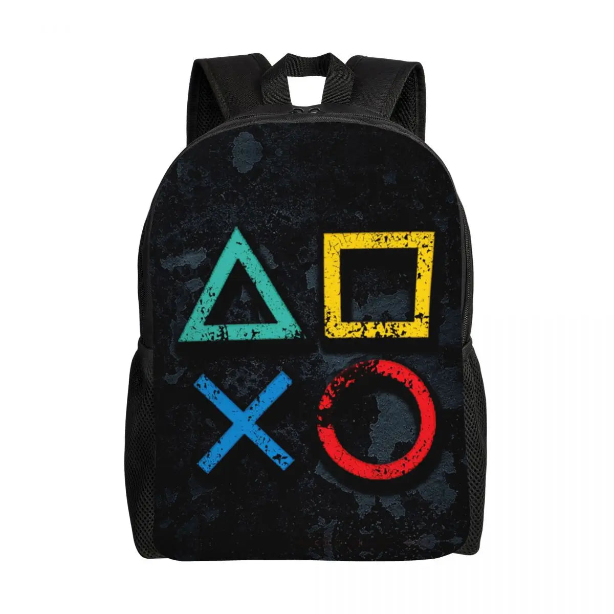 Mochila con botones de PlayStation para mujeres y hombres, impermeable, mochila escolar universitaria, regalo para gamers, mochila estampada